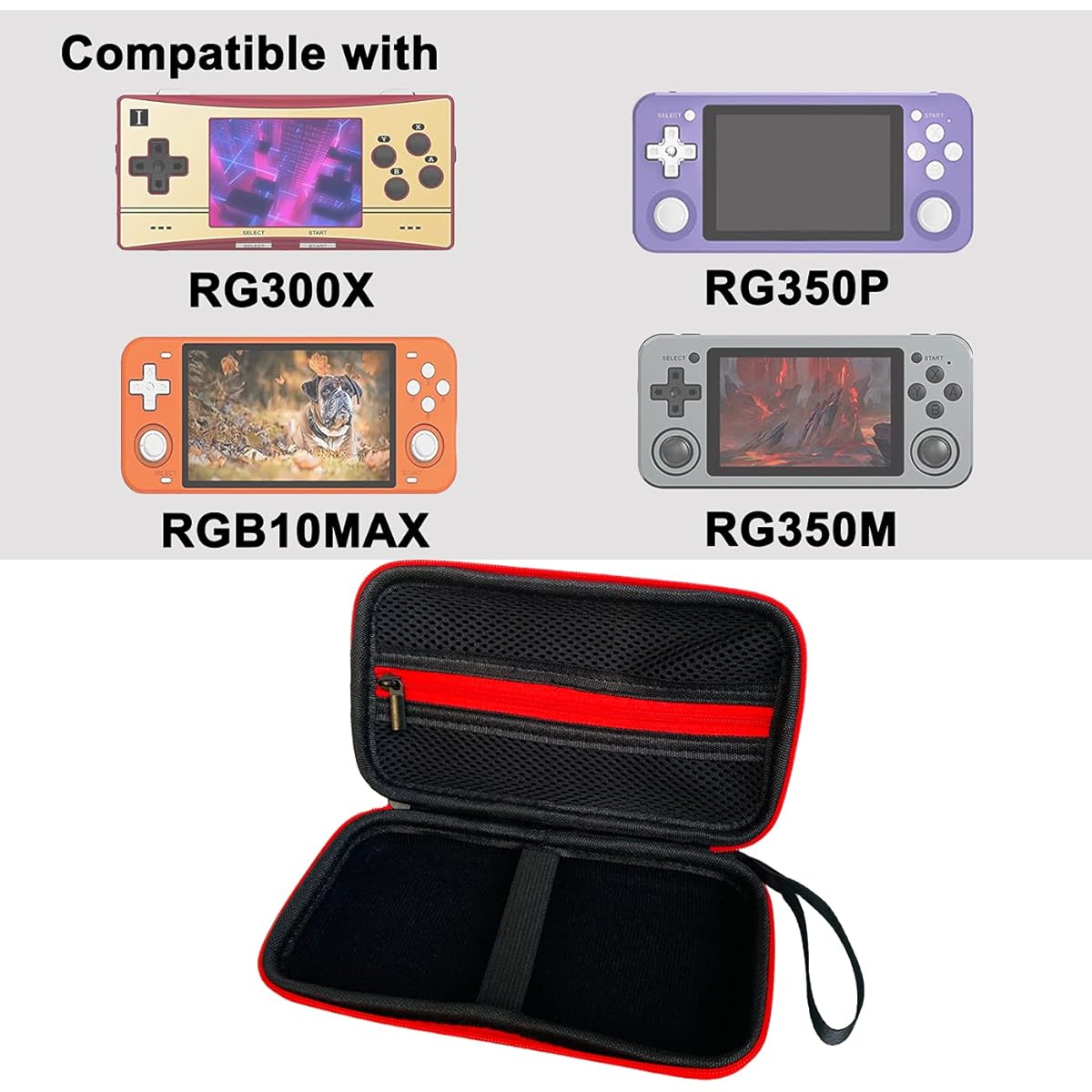 RAWECUD Universal Hard Carry Case for RG300X RG351M RG351P Portable Handle Game Console RGB10 Max Video Game Console Storage Case (Case Only)