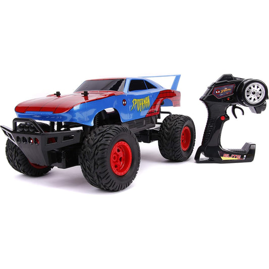 Jada Toys Marvel Spider-Man Dodge Charger Daytona 4x4 Elite R/C Turbo Boost USB Charging and Battery Included (30761) Blue Red