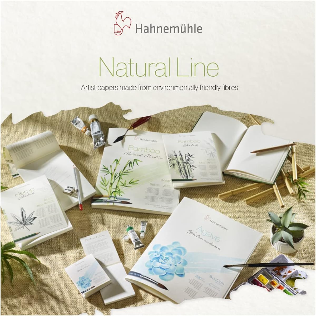 Hahnemuhle 105 gsm a4 bamboo sketchbook, 64 sheets/128 pages, green cover