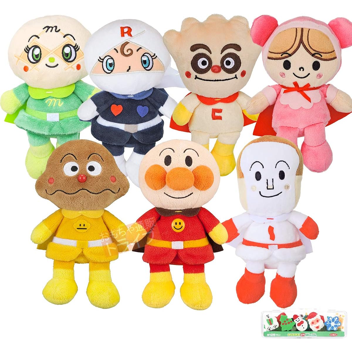 Comes with a small eraser set! Anpanman Pretty Beans S Plus Value 7-item set (Anpanman, Shokupanman, Currypanman, Melonpanna-chan, Rollpanna, Creampanda, Akachanman)