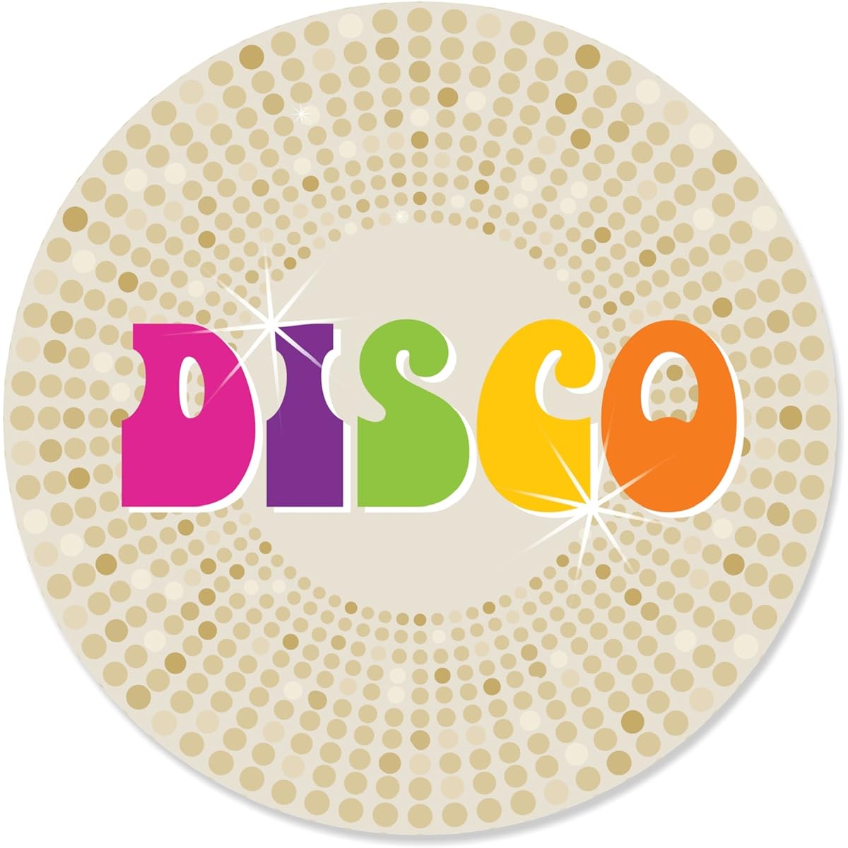 70's Disco - 1970's Disco Fever Party Circle Sticker Labels - 24 Count