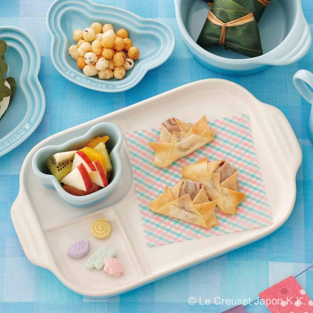 Le Creuset Plate Children's Baby Multi Plate & Rum Can Coastal Blue Heat Resistant Cold Resistant Microwave Oven Safe Baby Gift First Meal Boy Gift [Authorized Japanese Product]