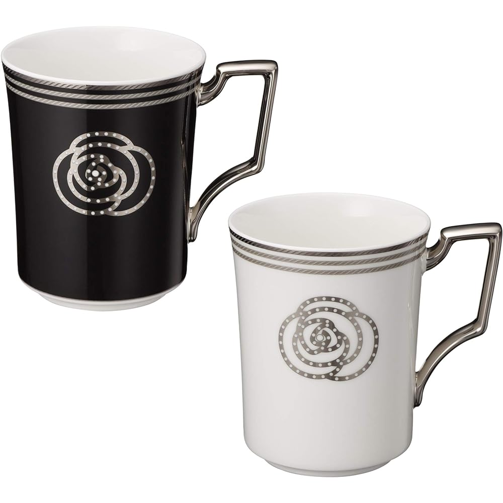 Noritake Mug (changeable color pair set) 295cc Aidan 2 pieces White/Black Bone China P93655/4867-12