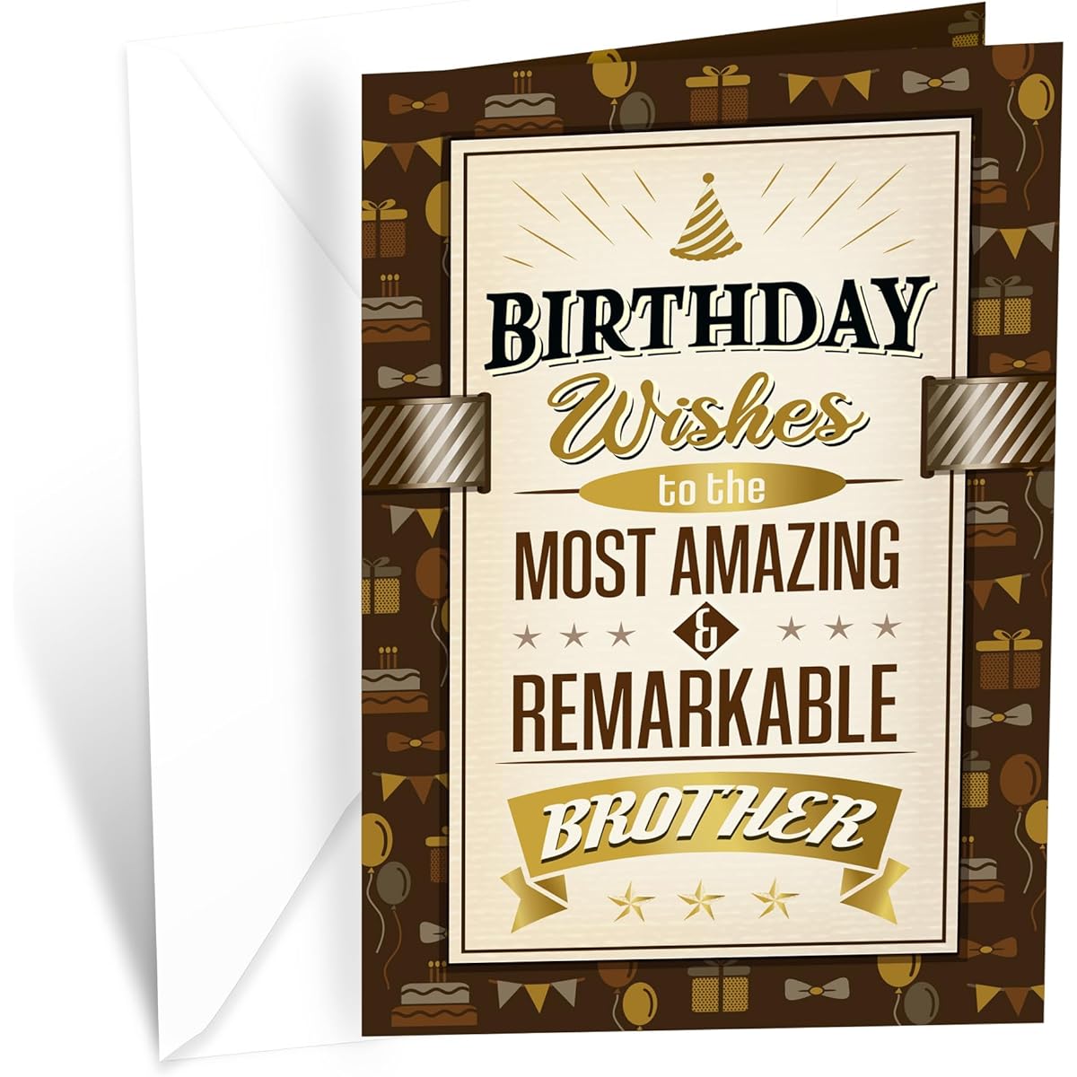 Prime Greetings Birthday Card for Brother Made in the USA on Eco-Friendly Heavyweight Card Stock with Premium Envelope 5" x 7.75" in Protective Mailer