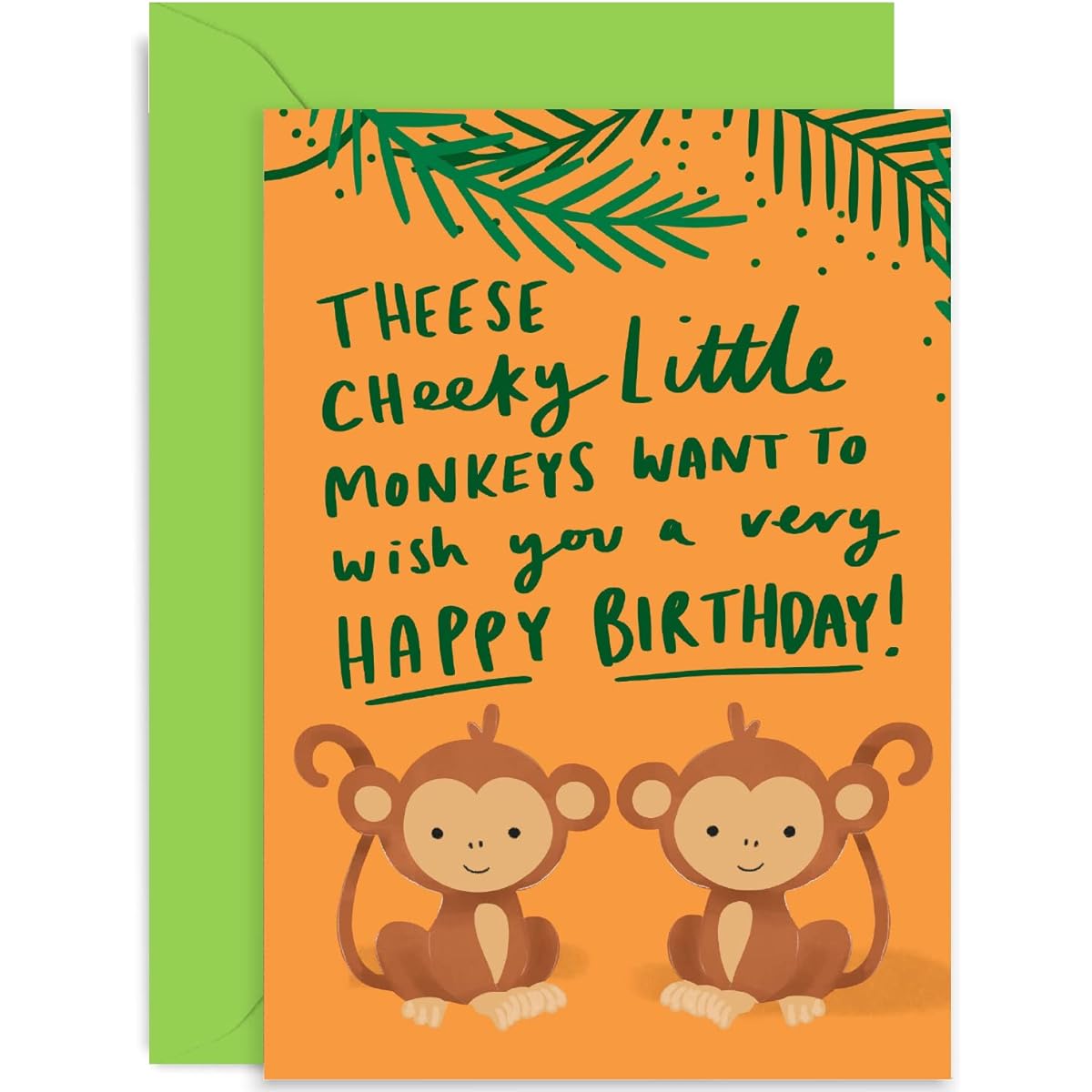 Old English Co. Little Monkeys Birthday Card for Mommy and Daddy - Cheeky Monkeys Fun Card for Birthday from Father, Son or Daughter | Blank Inside, Envelope Included