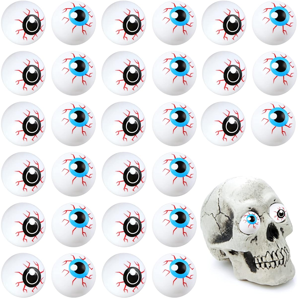 60pcs Plastic Halloween Eyeballs Scary Ping Pong Eyeballs Kids Toys 1" Fake Eyeballs Hollow Eyeballs Beer Pong Halloween Party Favors Goody Bag Fillers Halloween Terror Props Eyeballs