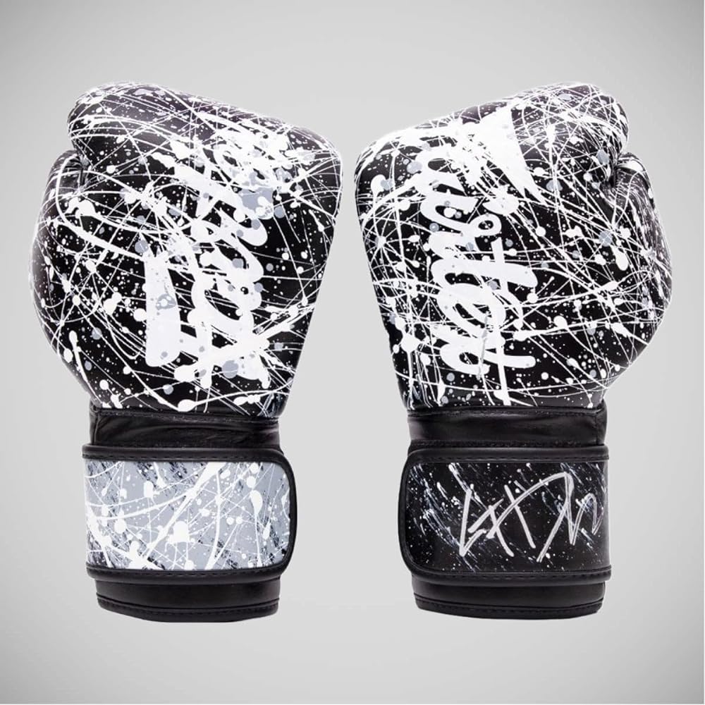 Fairtex Microfiber Boxing Gloves Muay Thai Boxing - (Black/White 16oz)