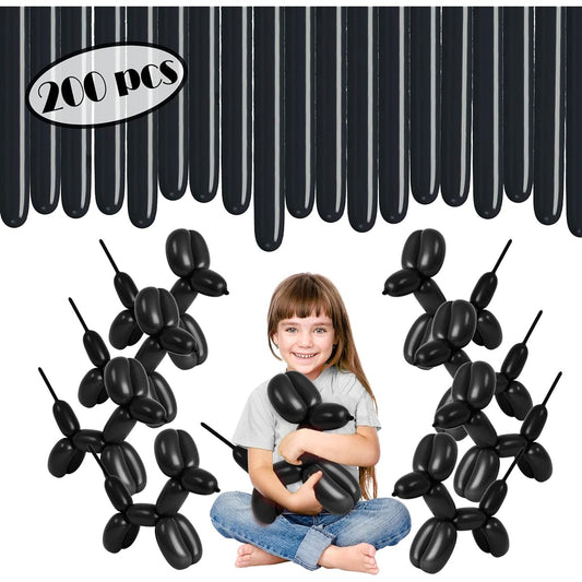 260 Black Balloons - Black Long Balloons - 260 Balloons Black - 200 Long Black Balloons Shiny Colors Magic Tricks Halloween Party Fall Thanksgiving Party Clown Christmas Gift