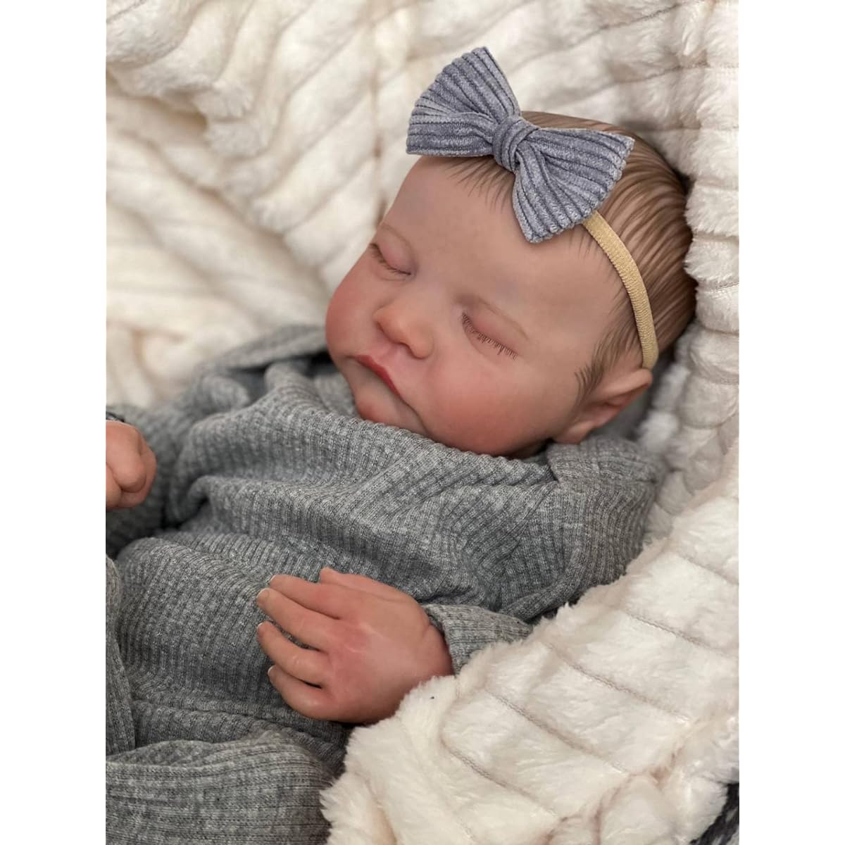 FOCKOF Reborn Baby Doll Girl Lifelike Reborn Baby Doll 17 Inch Realistic Newborn Baby Doll Vinyl Full Body Realistic Baby Doll Real Baby Doll Gift for Kids Ages 3+