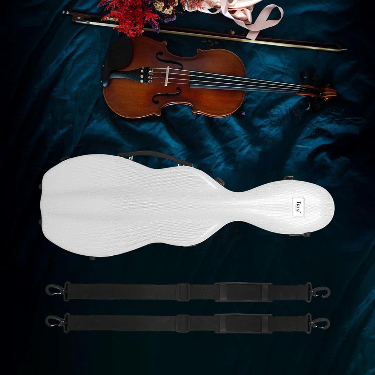 Generic 4/4 Violin Case Built-in Carbon Fiber Violin Storage Box Portable Carrying Bag for Violin Lovers, White Checkered