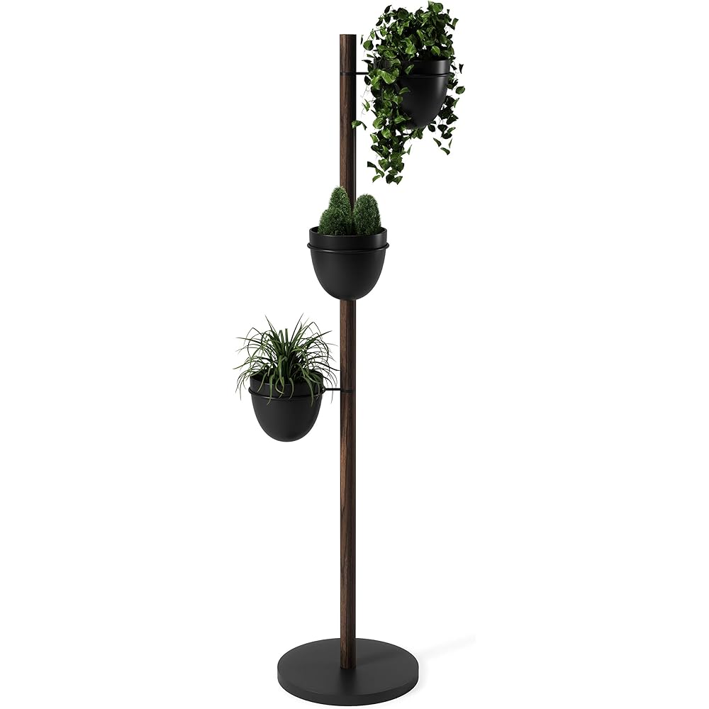 umbra Planter Freestanding Flory Stand Planter Stand Wooden Gardening Plant Interior Stylish Potted Simple Indoor Plant Ornamental Plant 21013880048 Black x Walnut