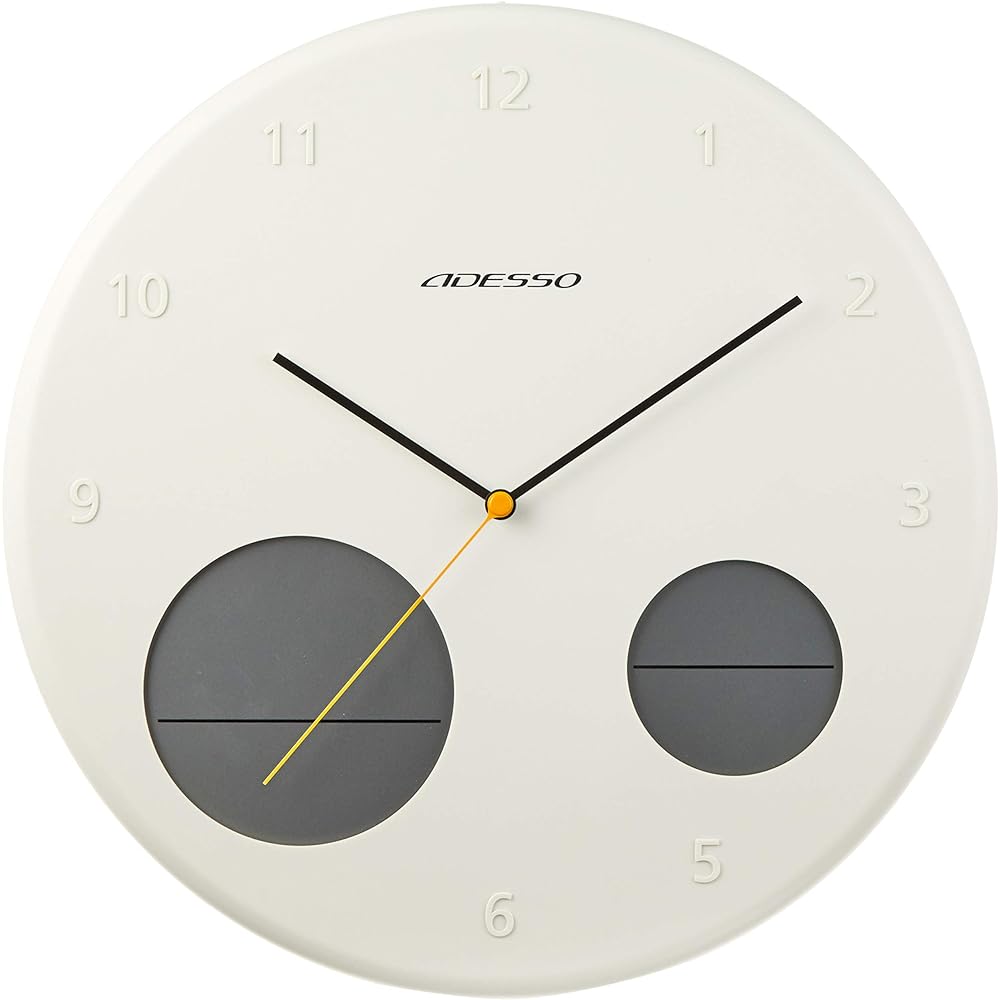 ADESSO Wall Clock Radio Analog Temperature Humidity Date Display White AL-702W
