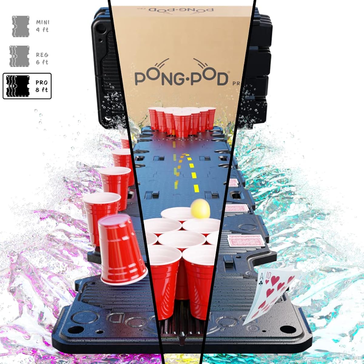 PONG POD Floating Game Table for Cup Pong Flip Cup Card Games