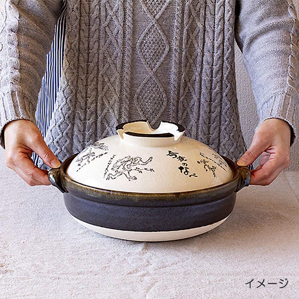 Saji Pottery Banko Ware Earthen Pot No. 9 Choju Giga Made in Japan 24-804 White 3200ml