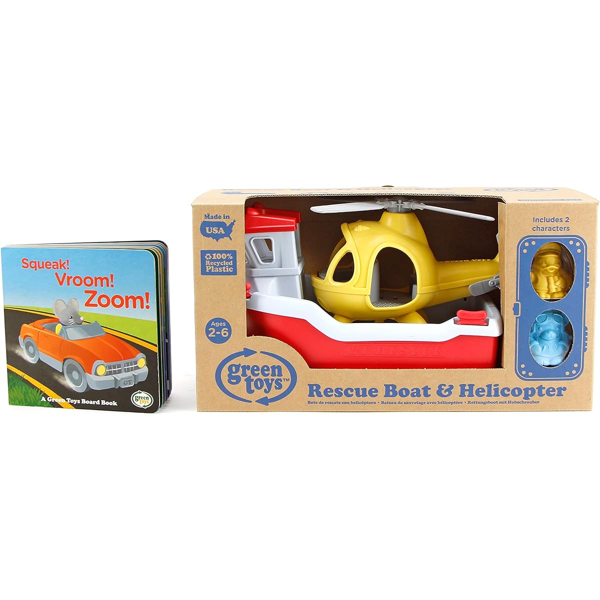 Green Toys Rescue Boat & Soundboard Book Set