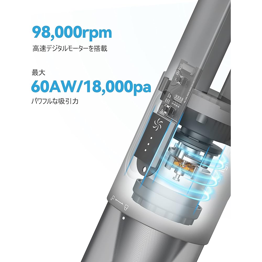 Brigii High Speed Handy Cleaner Cordless Powerful, 18Kpa Handy Vacuum Cleaner Equipped with LED Display, Car Vacuum Cleaner, Compact Small Vacuum Cleaner, Easily Captures Large Drops in Gap, Tabletop, Carpet, Mini Vacuum Cleaner, USB-C Charging-H5