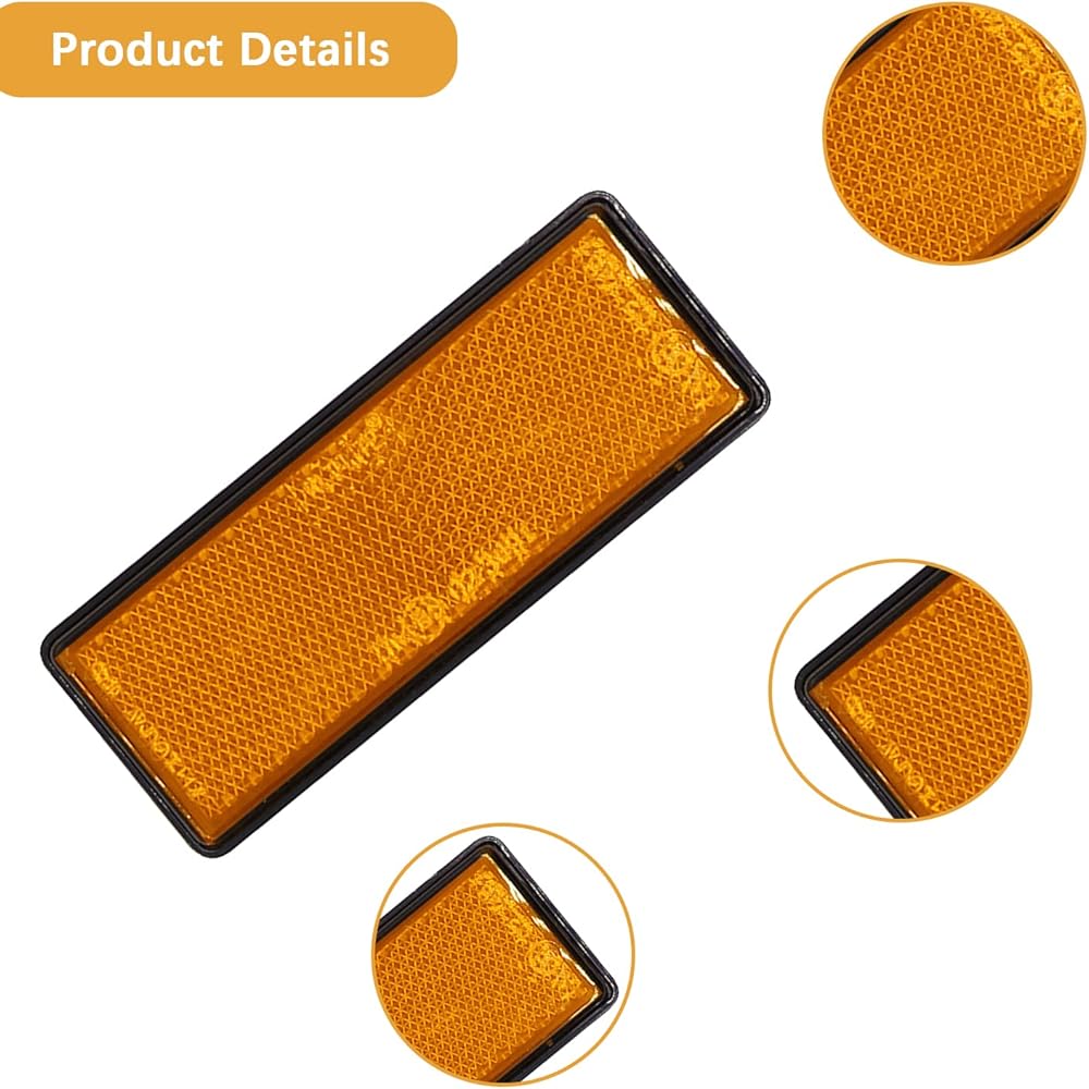 AULESSE 10Pcs Driveway Reflector Waterproof Safety Reflective Tape Reflective Strip for Heavy Truck Car RVS Bus (Orange