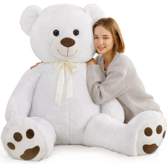 Tezituor Giant Teddy Bear 5ft Large White Teddy Bear Stuffed Animal Fluffy Soft Valentine Teddy Bear for Girlfriend/Boyfriend/Wife/Lover/Birthday/Anniversary/Valentine/Long Distance Relationship