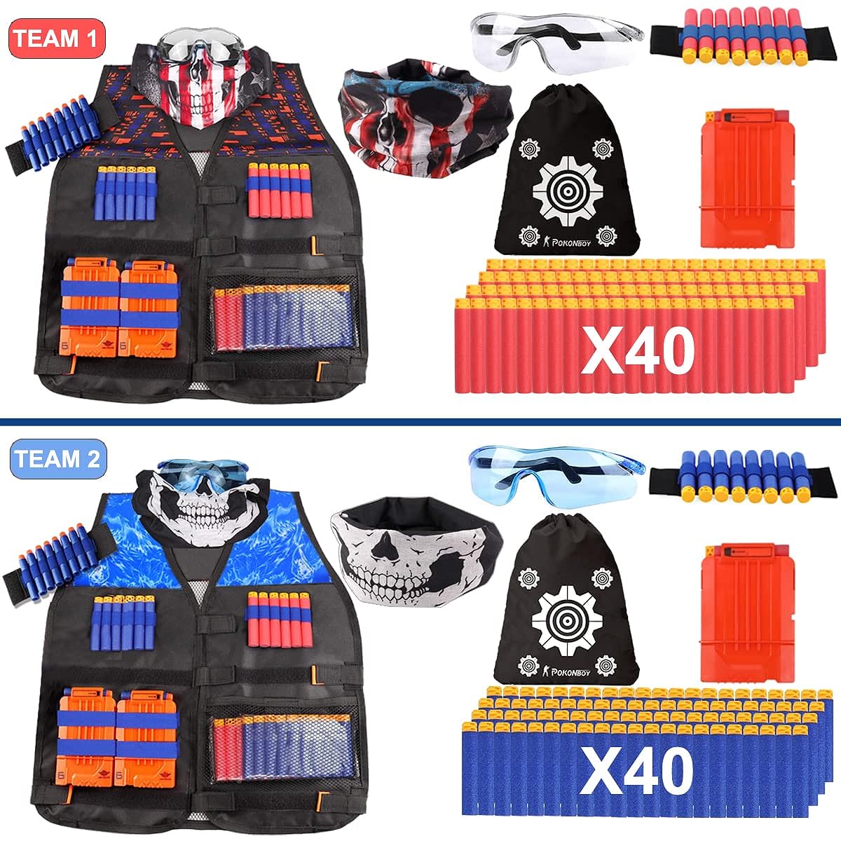 POKONBOY Tactical Vest Kit for Nerf Guns N-Strike Elite Series, Set of 2