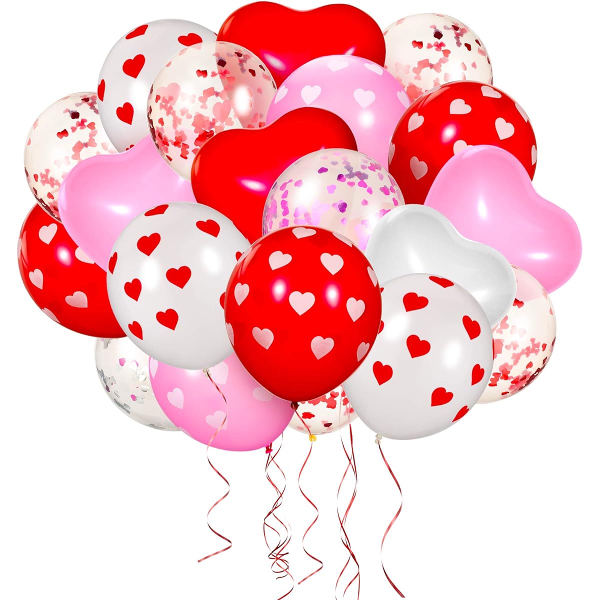 Heart Balloon Decoration Kit, 90pcs Valentine's Day Balloons, Confetti Balloons, Heart Shaped Latex Balloons, Heart Printed Latex Balloons, Party Supplies Decoration Accessories for Valentine's Day