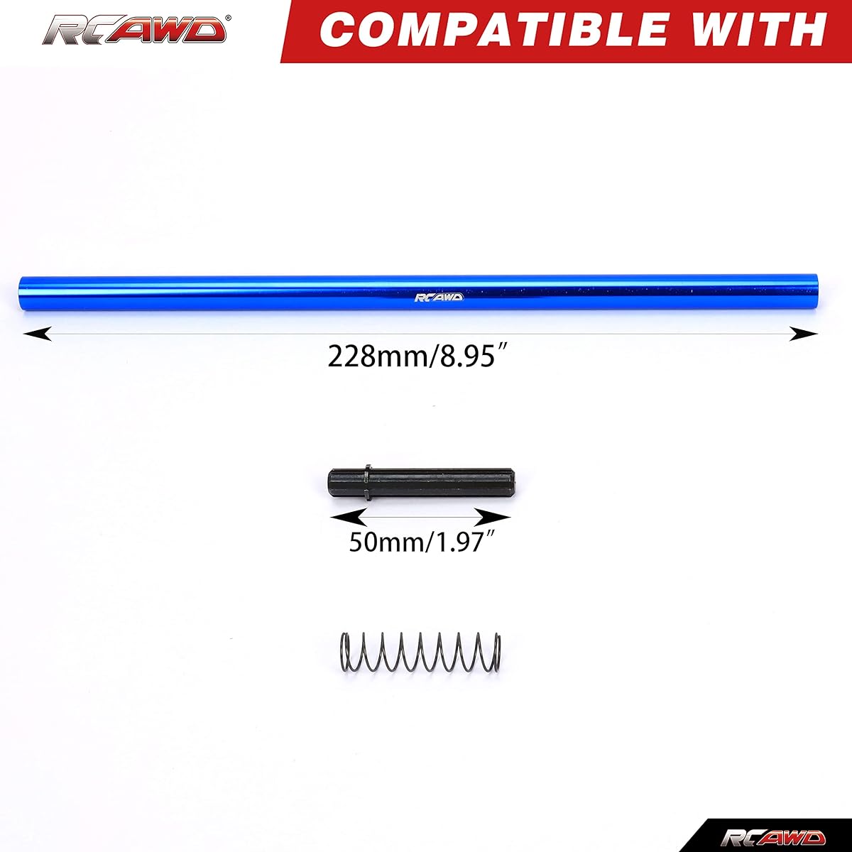 RCAWD Aluminum 227mm Center Drive Shaft for 1/10 ARRMA Kraton 4S V2 Upgrade Parts (Blue)