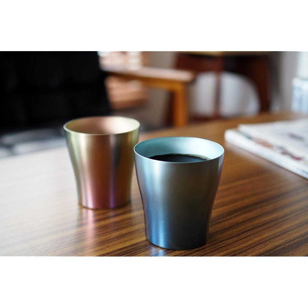 HORIE Made in Tsubame, Niigata Prefecture, Pure Titanium Double Tumbler, Hana Titanium, 250cc, Set of 2 (Blue/Pink), T15YU250BP, Gradient Blue/Gradient Pink