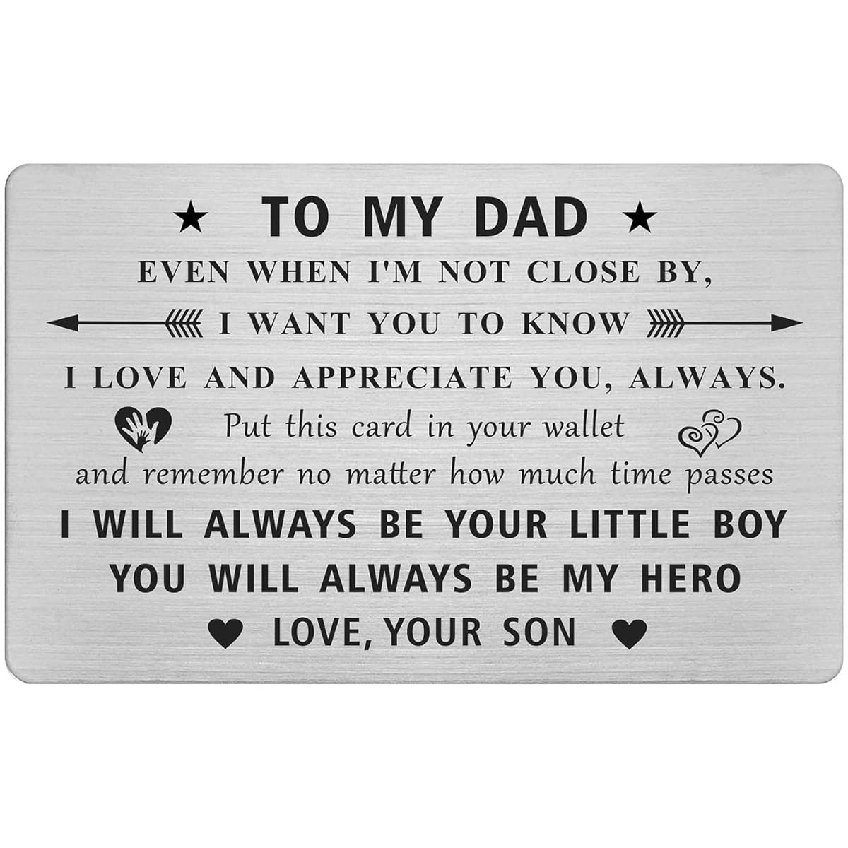 Jzxwan Gift from Son to Dad, Card from Son to Dad, Personalized Dad Birthday Christmas Wedding Father's Day Engraved Insert Card "I Will Always be Your Little Boy" Present from Son, Dad