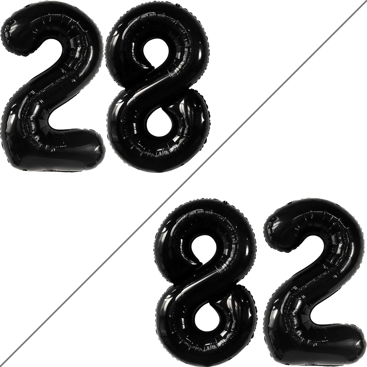 KatchOn Black 28 Balloons, Number 40 Inch, Black 28th Birthday Balloons, 28th Birthday Decorations for Men and Women, Birthday Balloons, 28 Birthday Balloons, 28th Birthday Decorations for Women, 28th Birthday Balloons