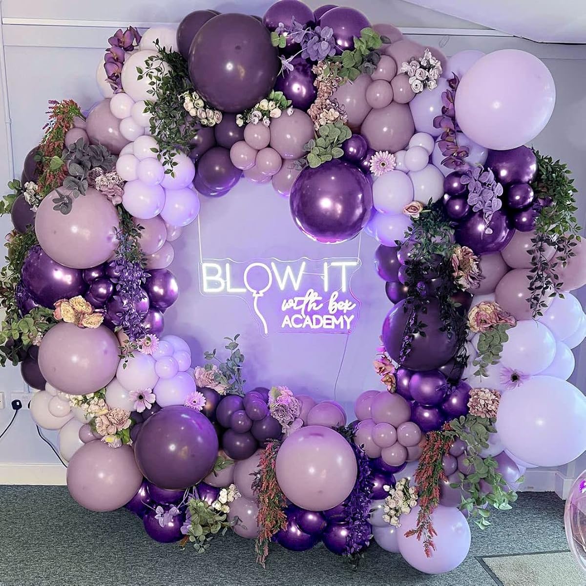 Purple Balloon Garland Lavender Double Plush Balloons Pastel Lilac Balloon Arch Kit Latex Metallic Dark Purple Balloon Set Birthday Baby Shower Encanto Wednesday Adams