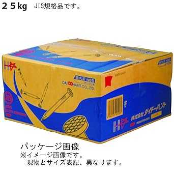 DAIDOHANT (Nail) JIS Round Nail 25kg (Body Diameter D) 2.15 x (Length L) 38mm [Iron/No Surface Treatment] (Approx. 21250 pieces) 9117