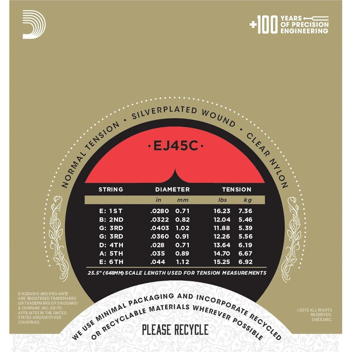 D'Addario Classical Guitar Strings Pro Arte Long-Lasting Composite Normal EJ45C x 10 Set [Domestic Genuine Product]