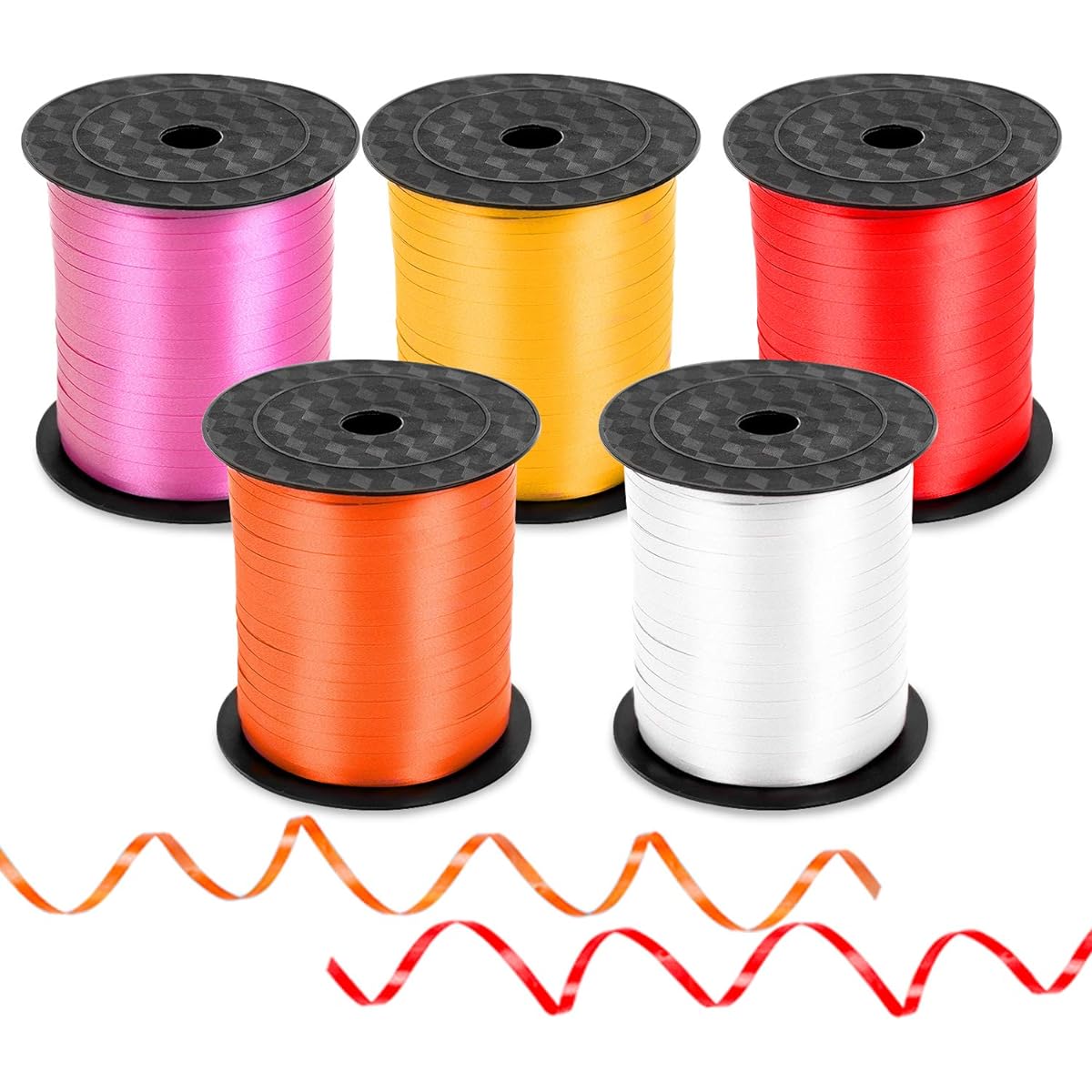 Curling Ribbon 1250 Yards Crimped Curling Ribbon Metallic Balloon Ribbon Curling Ribbon Shiny Wrapping Ribbon for Wedding Birthday Party Baby Shower 5 Pack (Mixed Color 2)