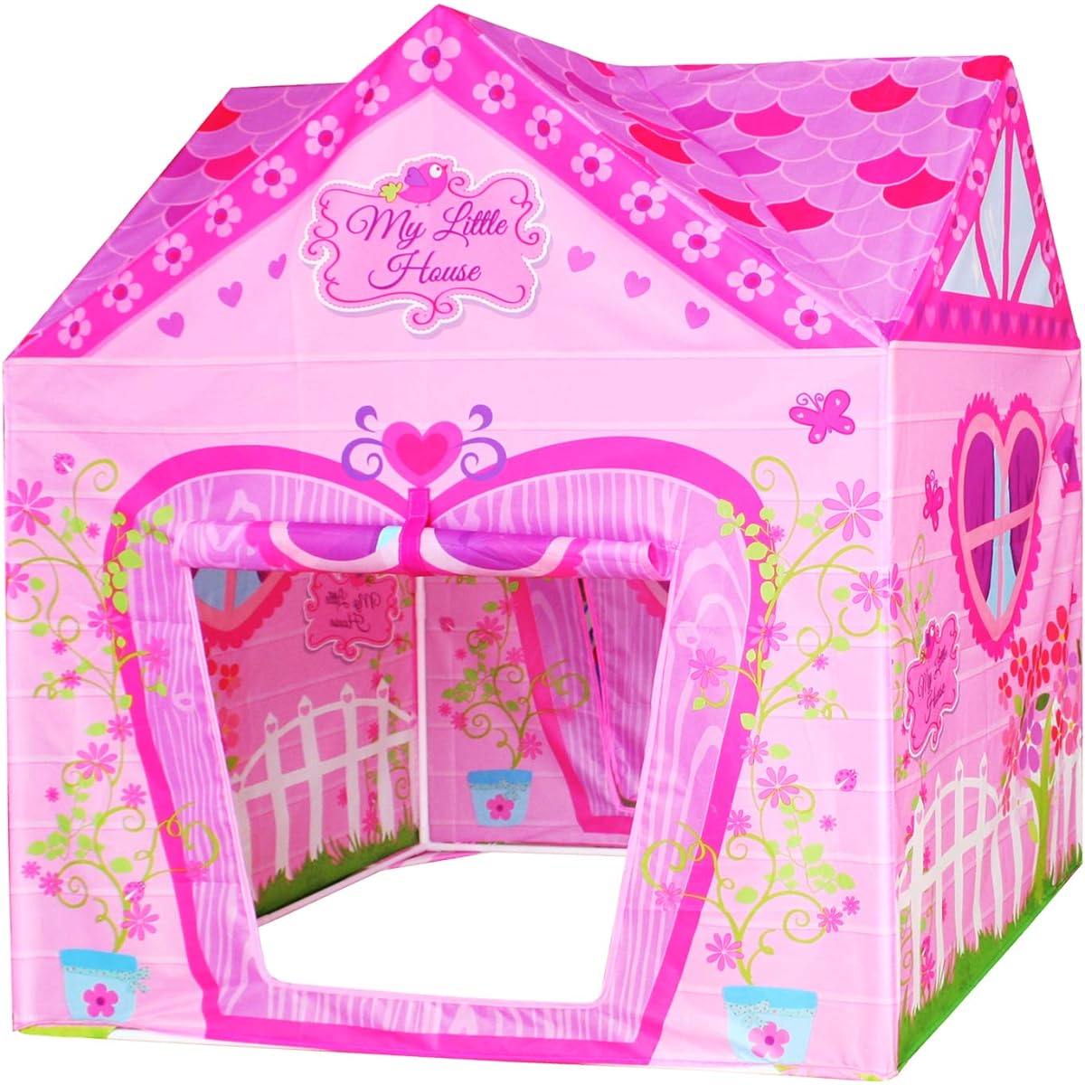 POCO DIVO Floral Princess Castle Girls Pink Palace Play Tent Kids Pretend Fairy Playhouse 141［並行輸入］