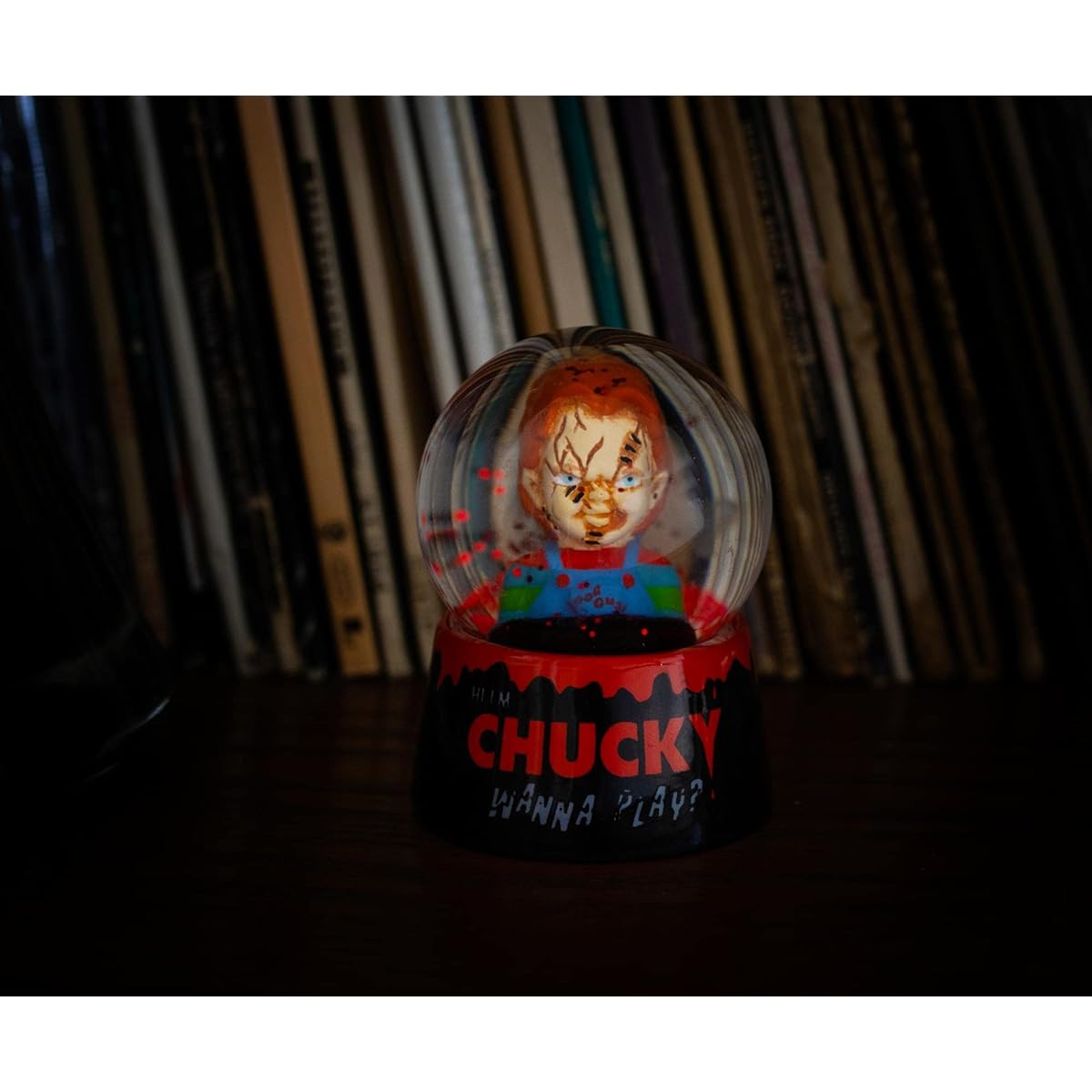 toynk Child's Play Chucky Wanna Play? 3" Mini Snow Globe Swirling Glitter Display Piece Horror Movie Collectible Memorabilia