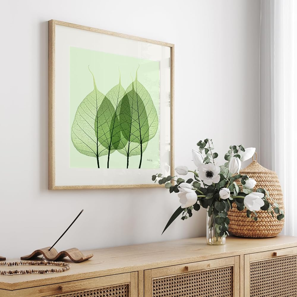 Painting "Leaf Vein" Interior Painting Flower Art Panel Framed (Length 43cm x Width 43cm)