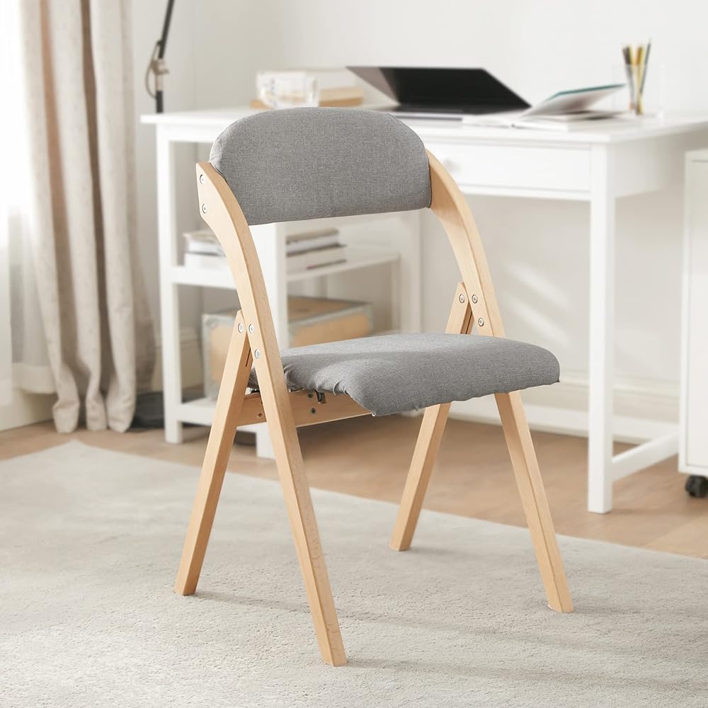 SoBuy Chair, Folding Chair, Dining Chair, Office Chair, Natural Wood, Width 47 x Depth 57 x Height 79cm, Desk Chair, Folding Chair, Dining Chair, Chair, Finished Product (FST92-N)
