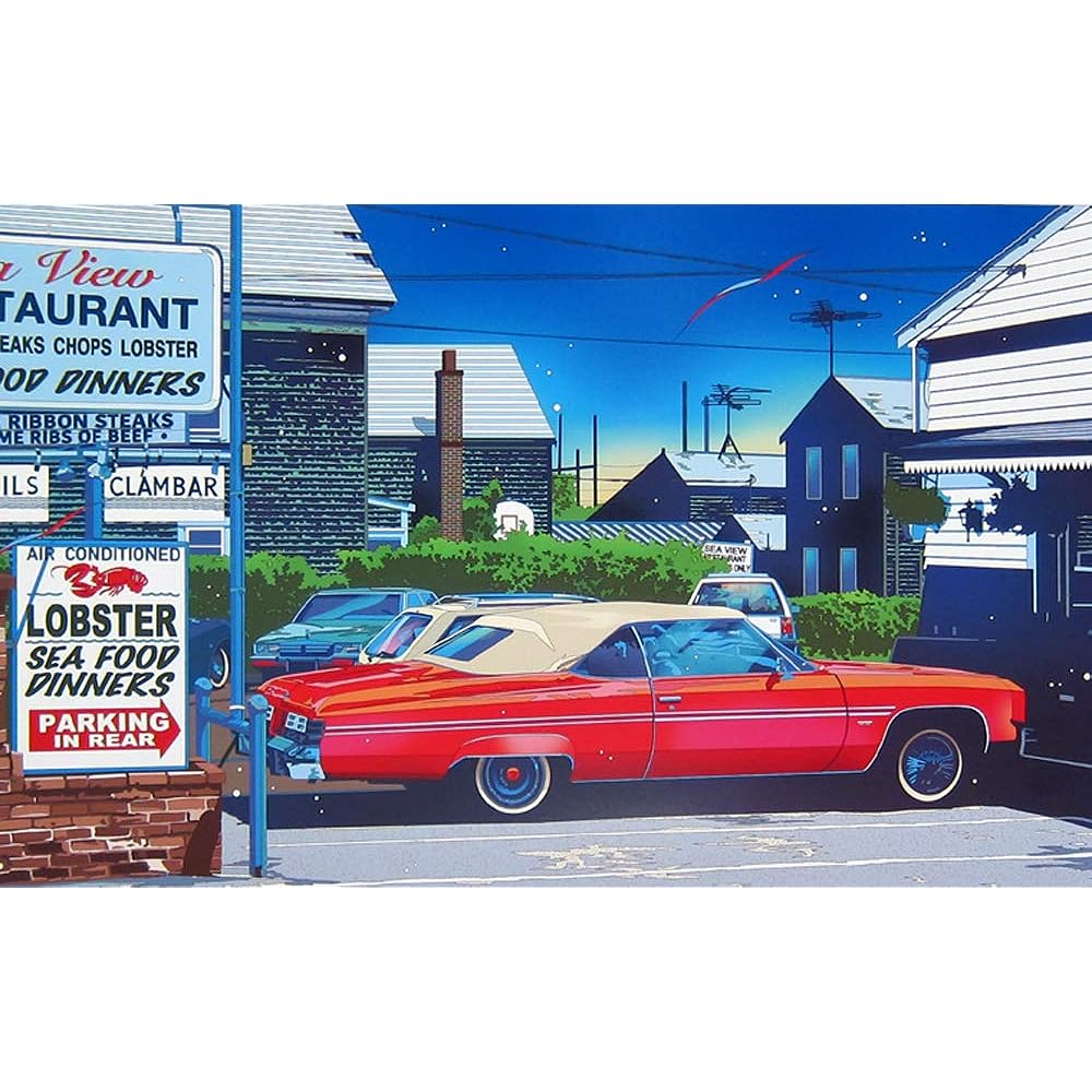 Hideto Suzuki◆[Seaview Restaurant]◆Art print◆Framed 53x43cm◆