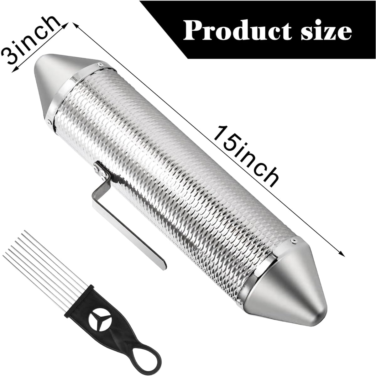 SOUJOY Guiro Musical Instrument Stainless Steel Guiro Shaker with 2 Scrapers 15" x 3" Latin Percussion Instrument Professional Band Accompaniment Sand Hammer for Musical Instrument Training
