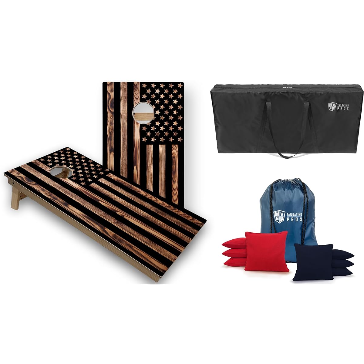 Tailgating Pros Cornhole Board with Bag and Carry Case, 4'x2' Cornhole Toss, Tournament & Lightweight Options, Optional LED Lights