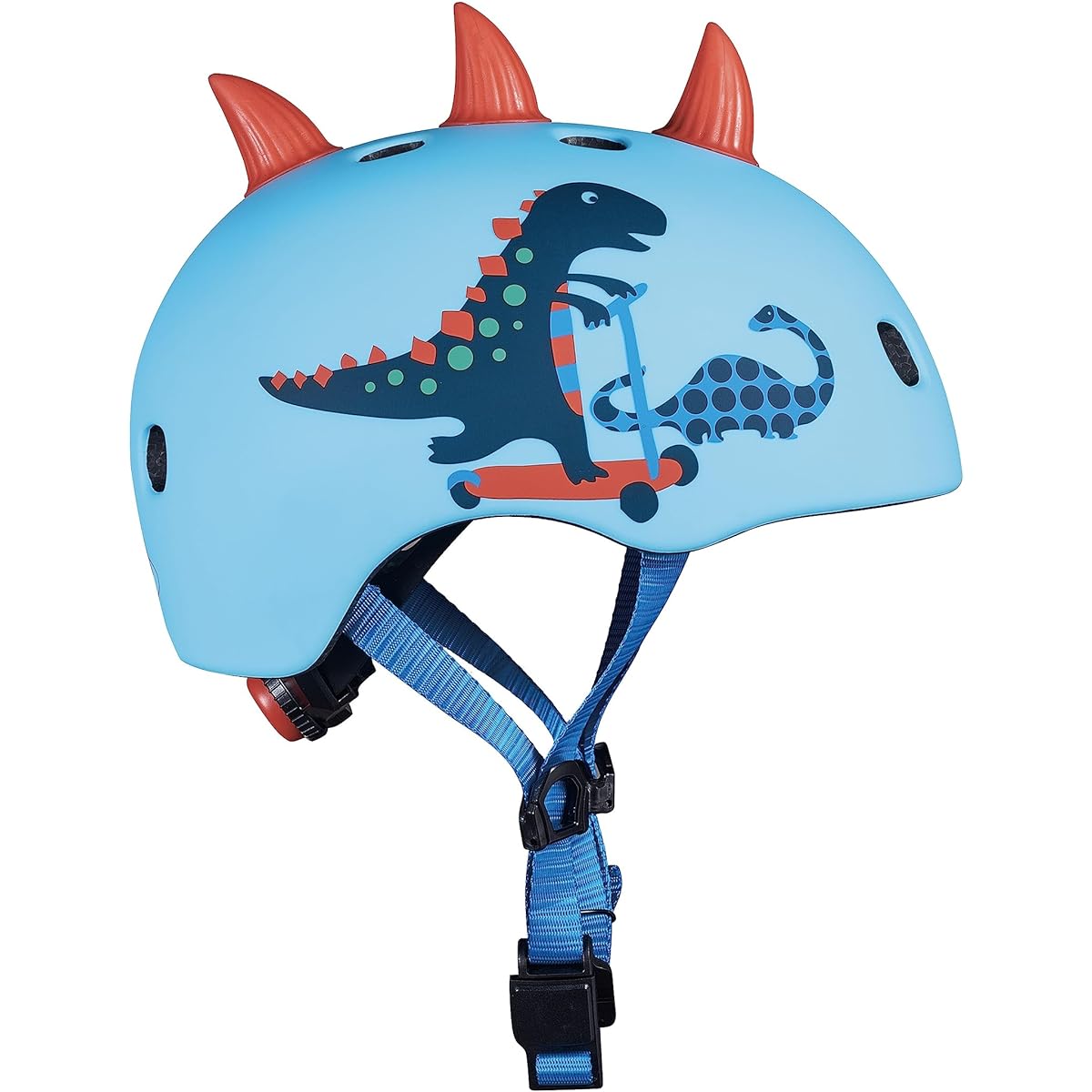 Micro Scooter (Genuine Product) Children's Helmet 3D Zaurus CE Certification Comes with Outer Box and LED Light 3D Design Helmet Kickboard Kick Scooter Kick Skater Tricycle Boys Girls 2 Years Old 3 Years Old 4 Years Old 5 Years Old