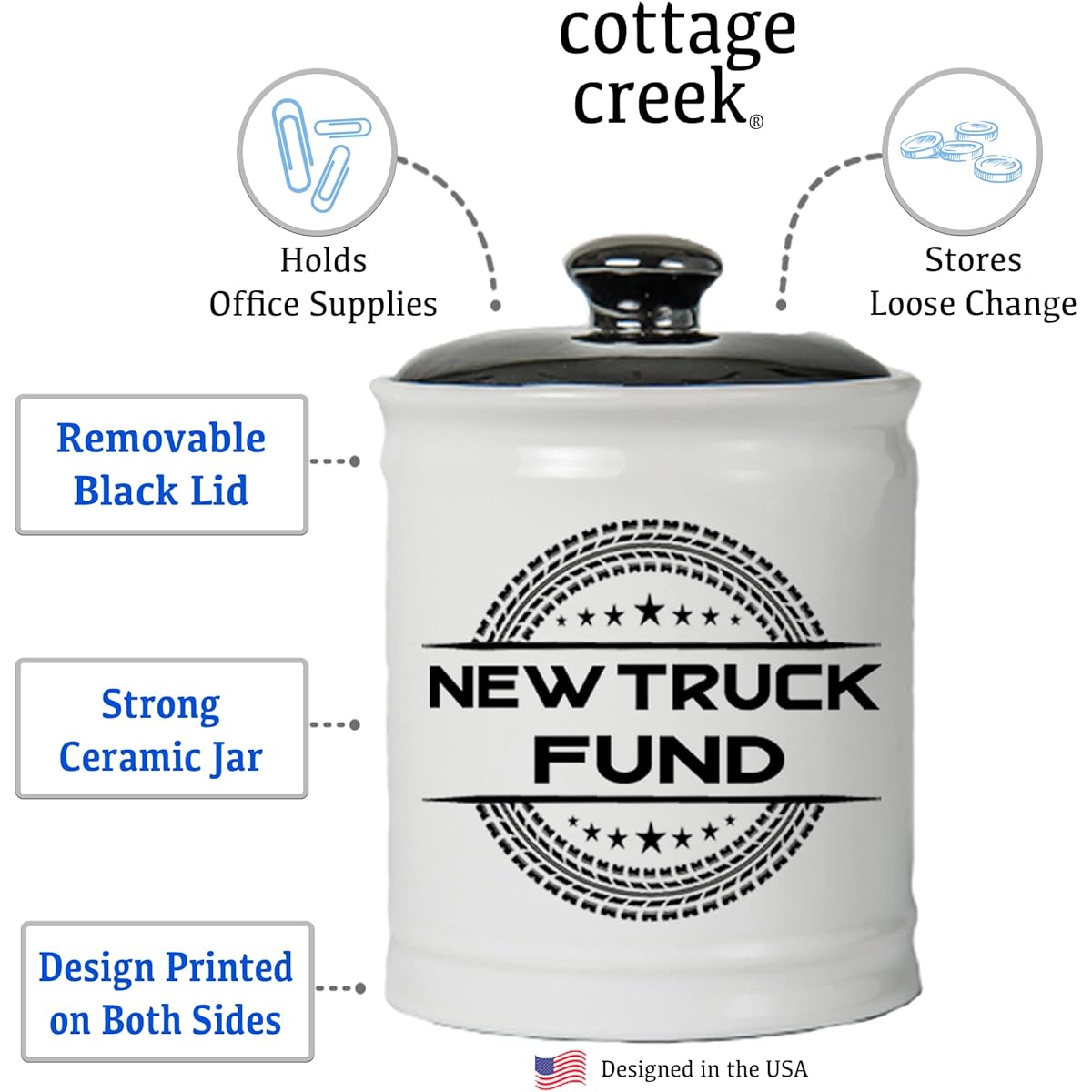 Cottage Creek Truck Fund Piggy Bank Ceramic Truck Piggy Bank Truck Gift