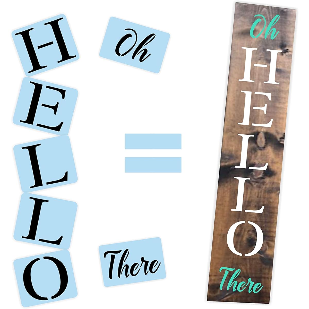 Oh Hello There Stencil Kit for Porch Signs - Reusable - Paint Your Own Wooden Sign