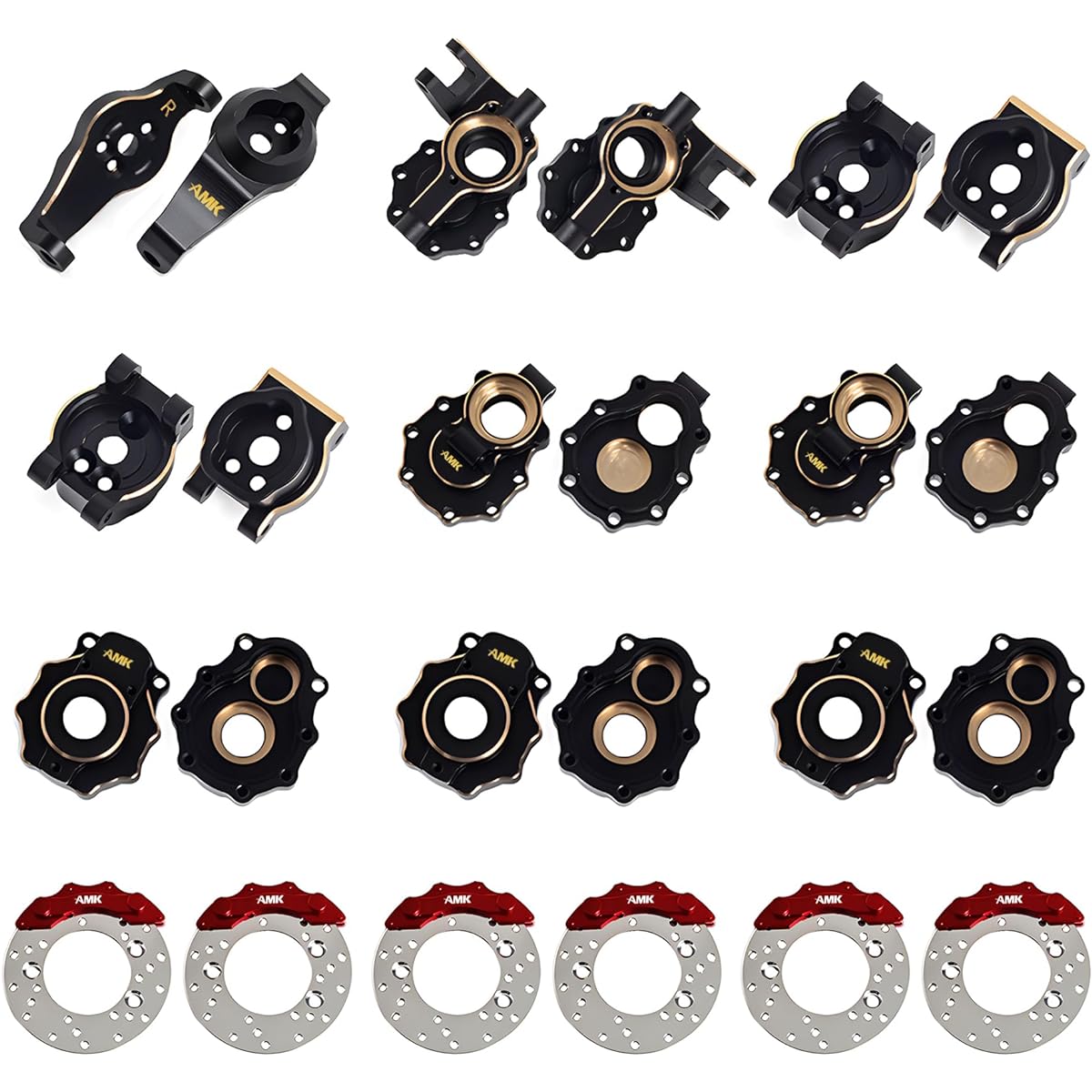 AMK TRX6 Brass Counterweight 573g 12-in-1 Set Black Coated Portal Axle Housing for 1/10 RC Crawler TRX6 TRX4 Bronco Defender TRX4 Upgrade Accessories