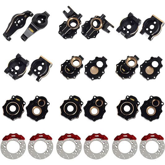 AMK TRX6 Brass Counterweight 573g 12-in-1 Set Black Coated Portal Axle Housing for 1/10 RC Crawler TRX6 TRX4 Bronco Defender TRX4 Upgrade Accessories