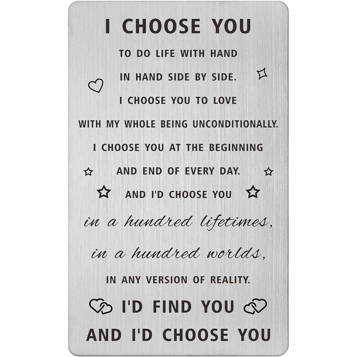 SOUSYOKYO I Choose You Gift Wallet Cards Romantic Marriage Quotes for Men Him Wedding Gifts for Groom from Bride, Valentine's Day Cards for Fiance