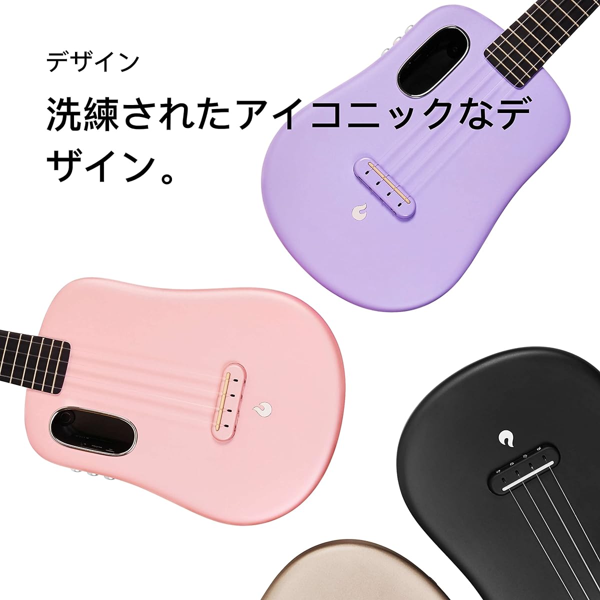 LAVA U Carbon Fiber Electric Ukulele FreeBoost 4 String Travel Ukulele Case Pick with Charging Cable (26 Inch, Pink)
