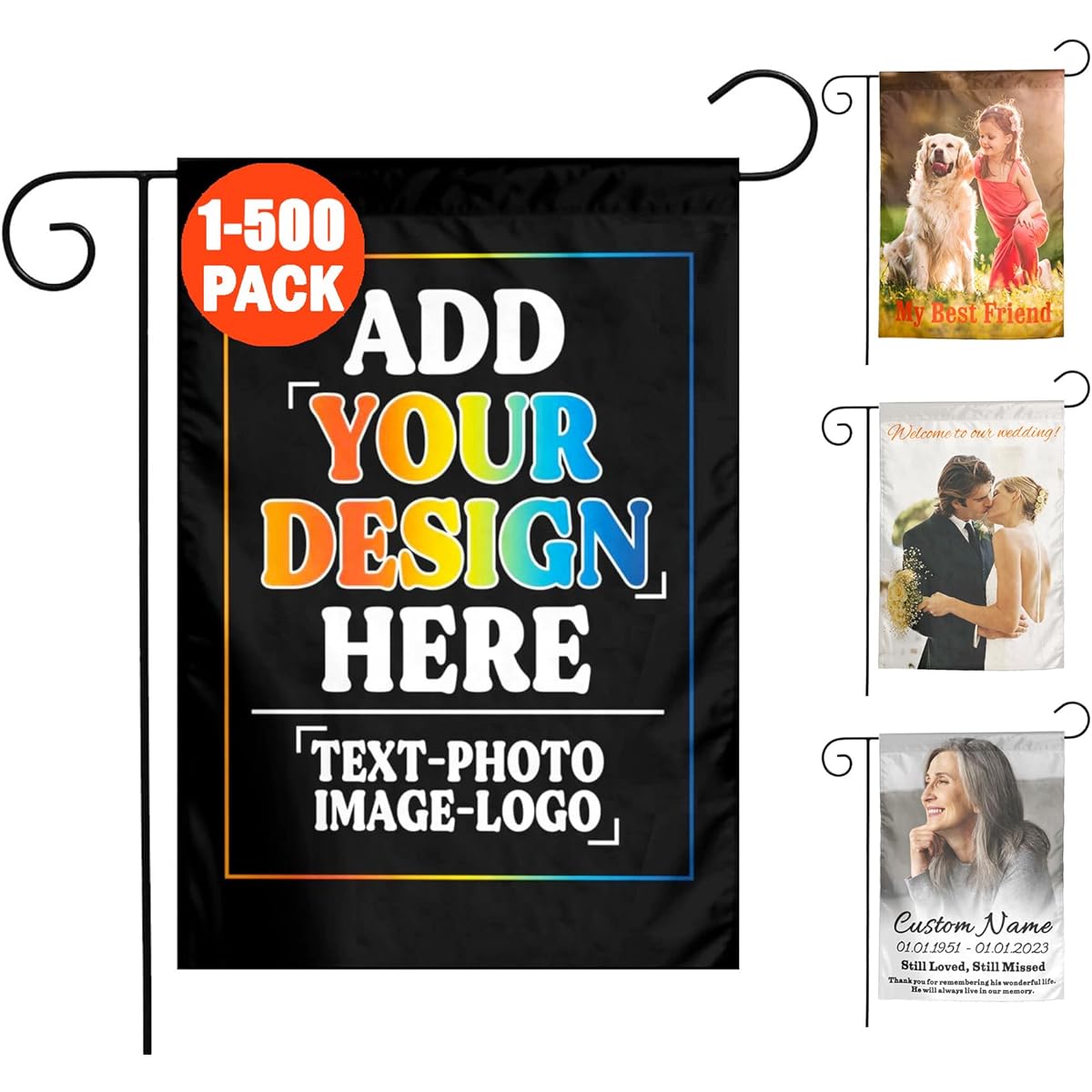 Custom Garden Flag 12x18 Double Sided Personalized Garden Flag DIY Add Your Own Text Photo Picture Logo Banner Indoor Outdoor Decor Yard Home Flag Gift for Women Men