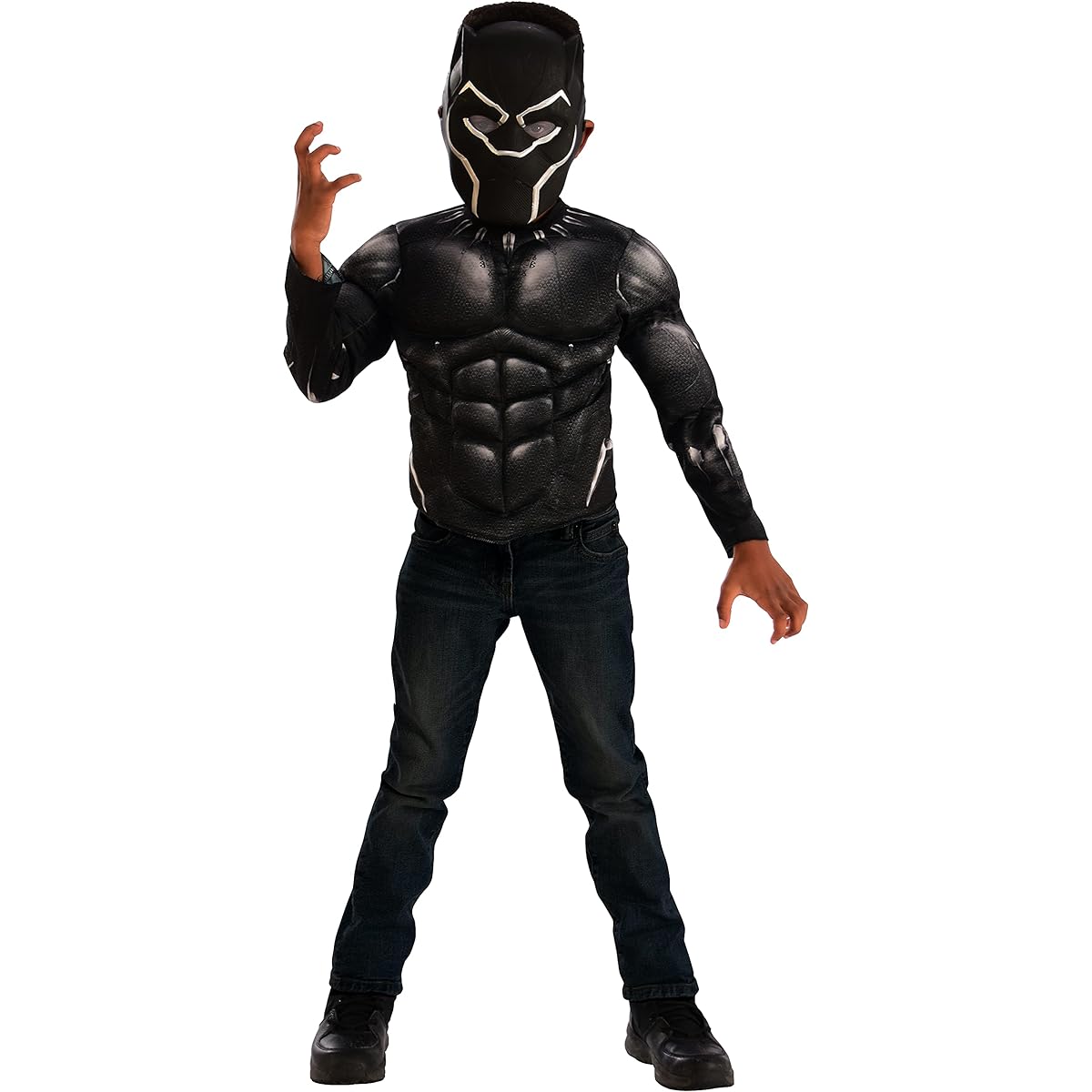 Imagine by Rubie's Kids Marvel Deluxe Black Panther Muscle Chest Shirt Set, Small