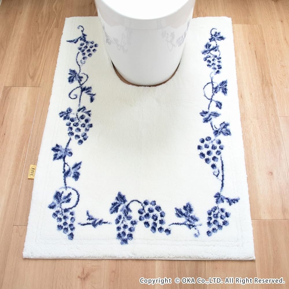 OKA Good Dry Lux Toilet Mat, Long Ear Size, Approx. 105cm x 70cm, Blue (Made in Japan, Non-slip, Water Absorbing, Quick Drying, Antibacterial, Odor Resistant, Elegant