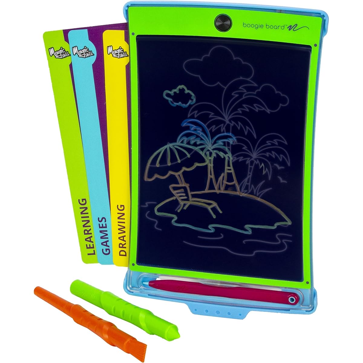 Boogie Board Magic Sketch Reusable Kids Creative Kit with Carry Case, Color Burst Drawing Pad, Stylus, Texture Tool and Double-Sided Template for Drawing, Writing and Tracing, Ages 4+
